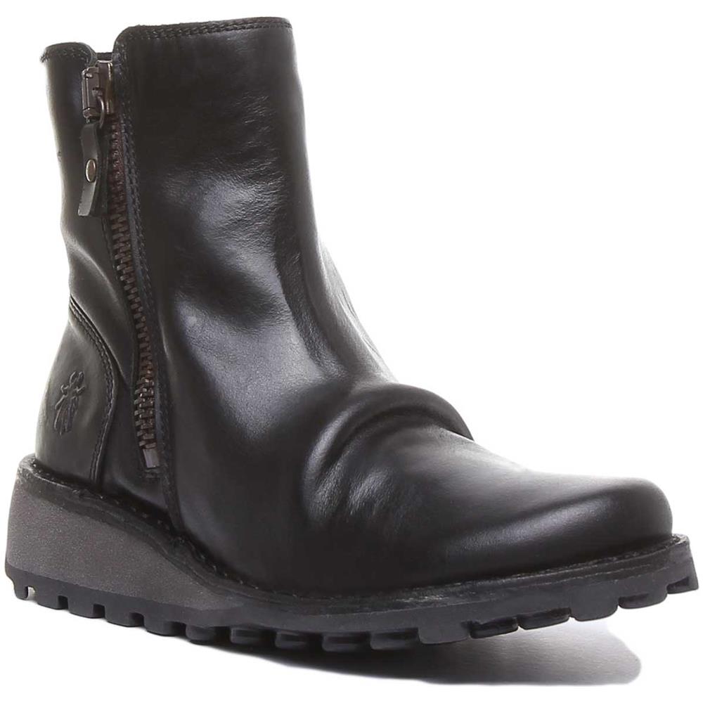 Mong944 Doppia Zip In Pelle Stivaletti In Nero Per Le Donne - Foto 1