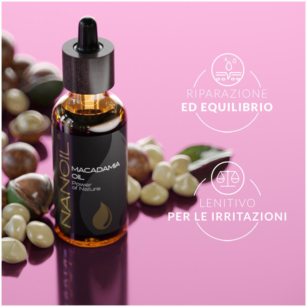 Macadamia Oil - Olio Di Macadamia Naturale, Spremuto A Freddo E Non Raffinato Per La Cura Di Viso, Corpo E Capelli, 50 Ml (1,7 Us Fl Oz). Booster Nutritivo, Protezione E Rinforzo - Foto 2