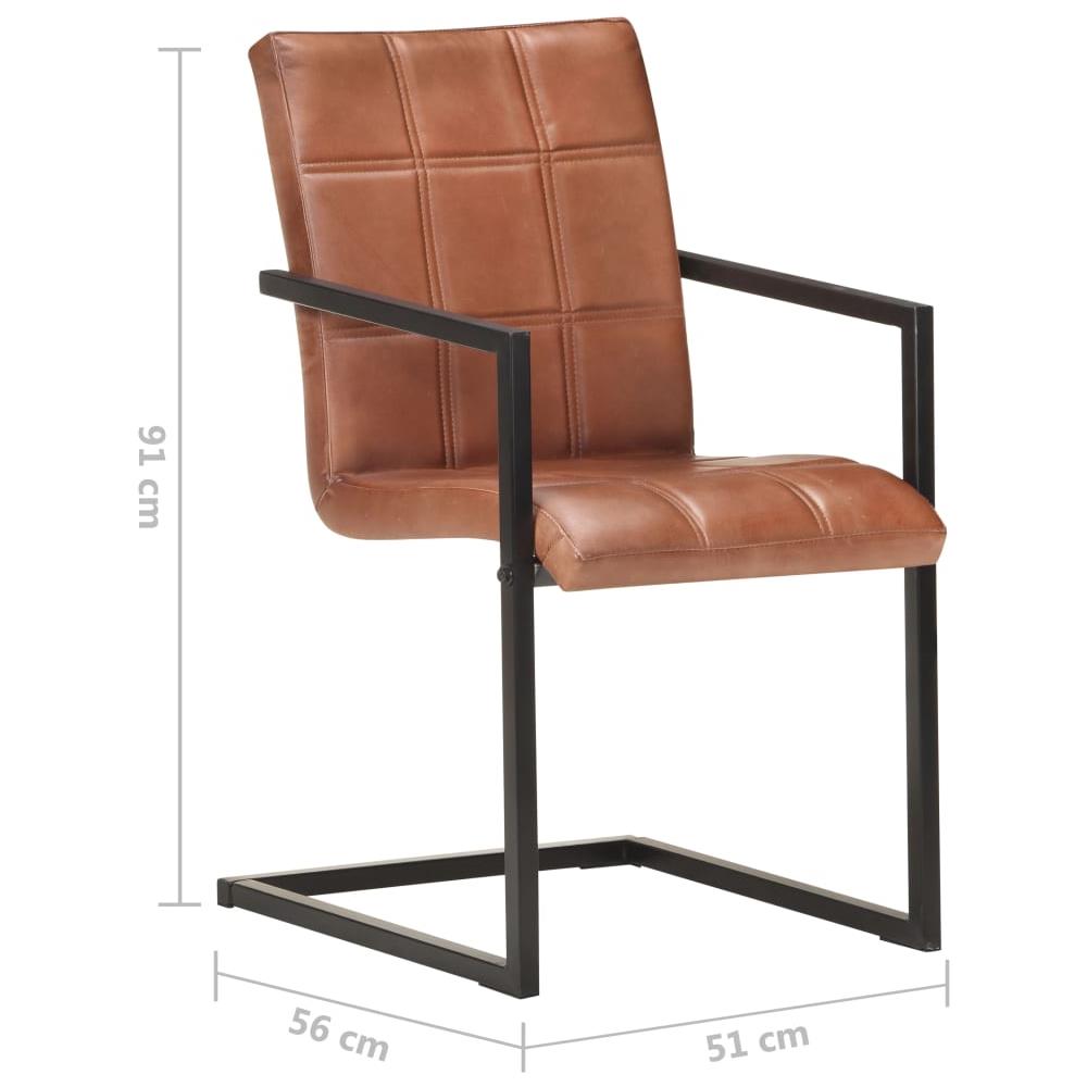 Sedie Da Pranzo A Sbalzo 2 Pz Marroni In Vera Pelle - Foto 7