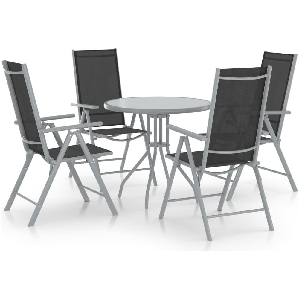 Set Mobili Pranzo Giardino 5pz Alluminio e Textilene Argento - Foto 1