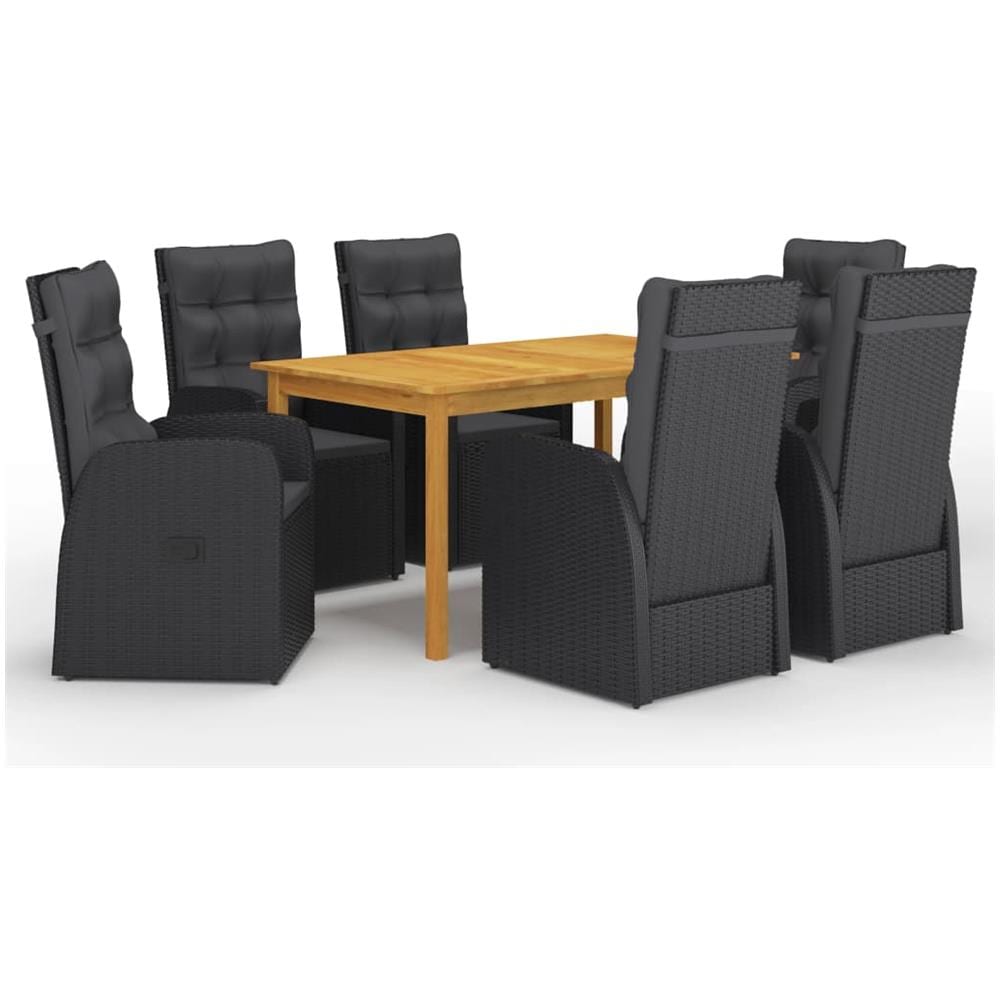 Set Mobili da Pranzo per Giardino 7 pz Nero - Foto 1