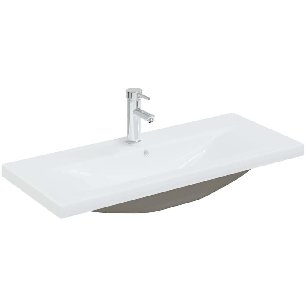 Lavabo da Incasso con Rubinetto 91x39x18 cm in Ceramica Bianco - Foto 1