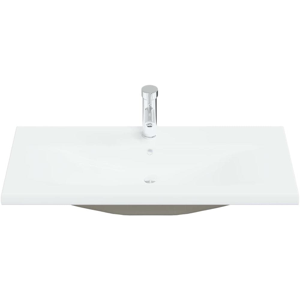 Lavabo da Incasso con Rubinetto 91x39x18 cm in Ceramica Bianco - Foto 2