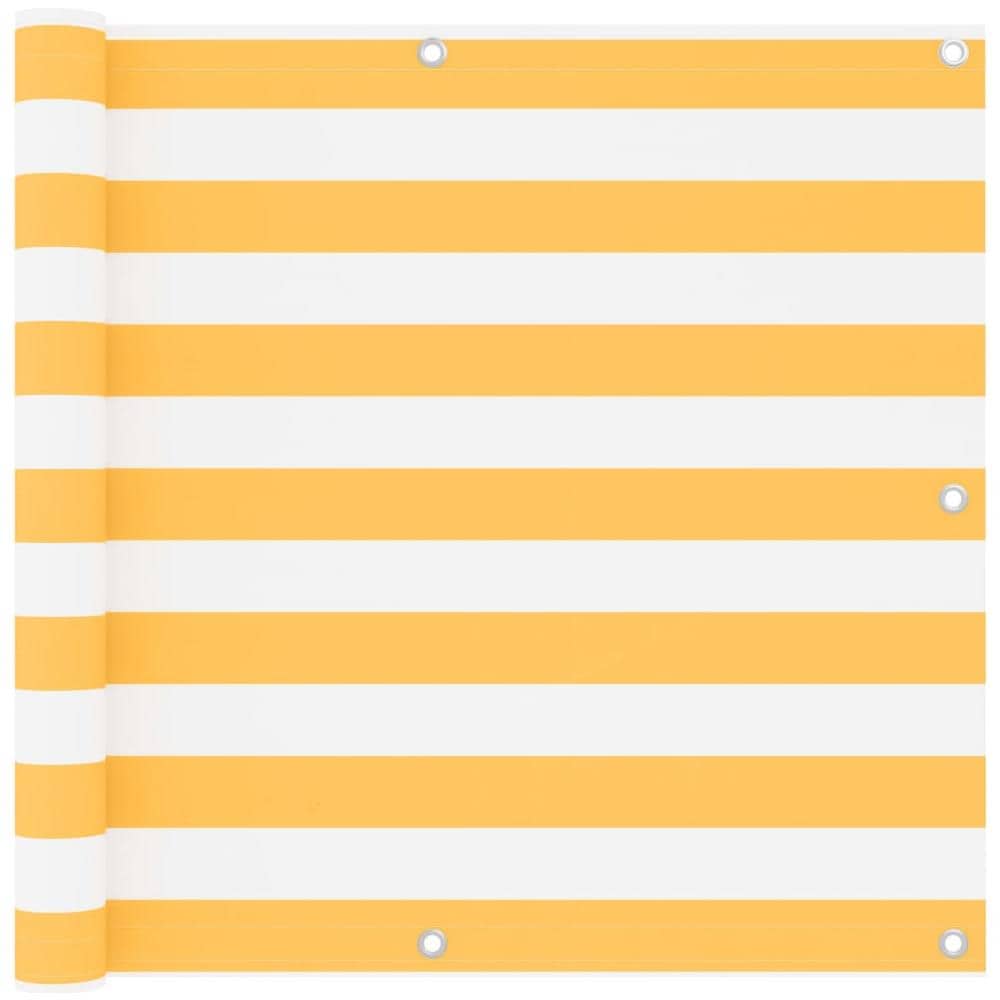 Paravento Balcone Bianco e Giallo 90x400 cm Tessuto Oxford - Foto 1