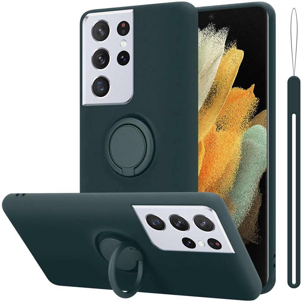 Cadorabo Custodia Compatibile Con Samsung Galaxy S22 Ultra In Liquid Verde - Coperchio Protettivo In Silicone Tpu Flessibile Con Anello - Foto 1