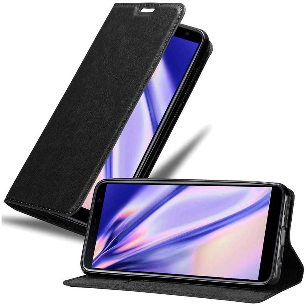 Custodia Compatibile Con Samsung Galaxy J6 Plus In Nero Di Notte - Coperchio Protettiva Con Chiusura Magnetica, Funzione Stand E Tasca Per Le Carte - Foto 1
