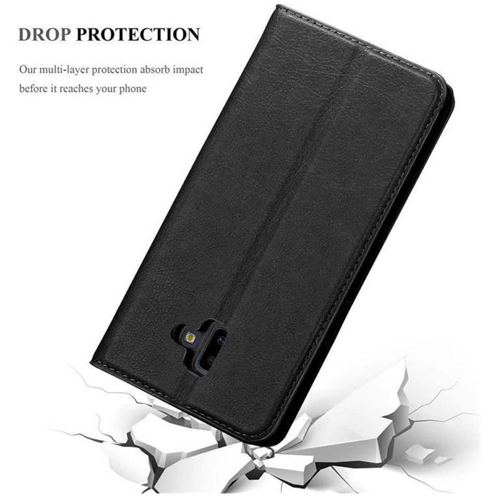 Custodia Compatibile Con Samsung Galaxy J6 Plus In Nero Di Notte - Coperchio Protettiva Con Chiusura Magnetica, Funzione Stand E Tasca Per Le Carte - Foto 8