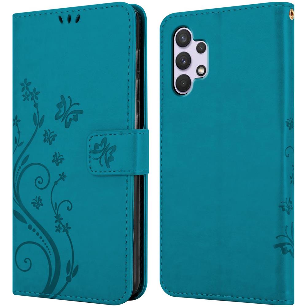 Cadorabo Custodia Compatibile Con Samsung Galaxy A32 4g In Blu Fiore - Coperchio Protettivo In Design Floreale Con Chiusura Magnetica, Funzione Stand E Slot Per Carte - Foto 8