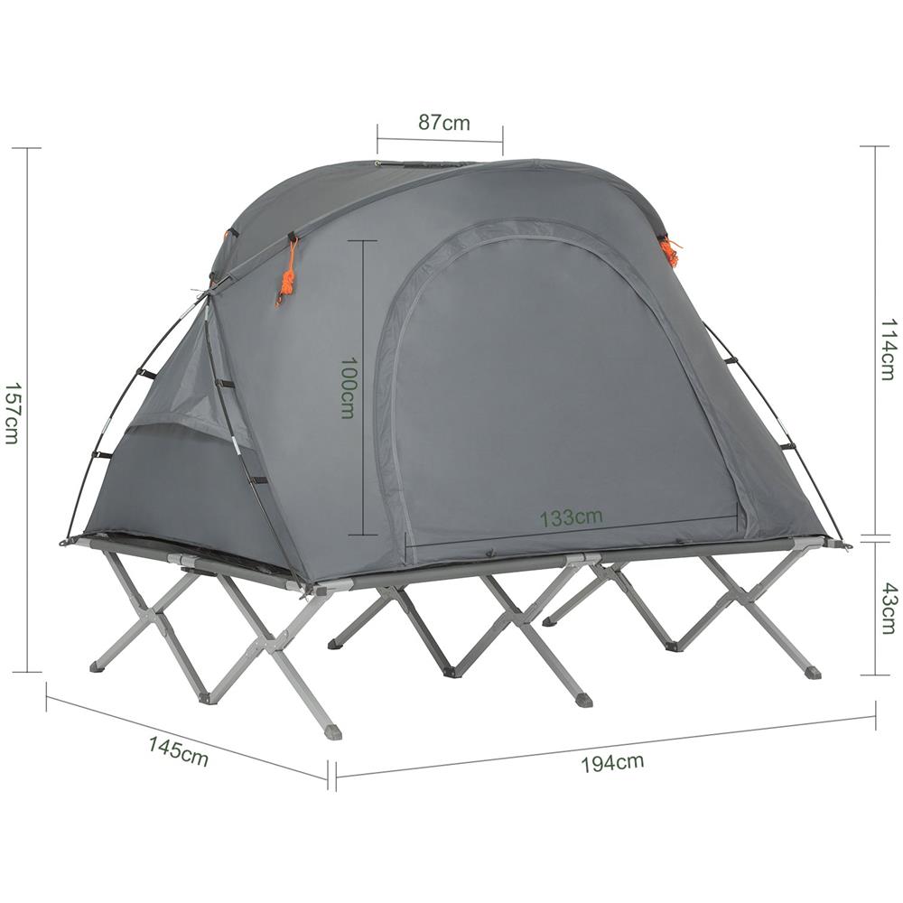 Tenda Da Campeggio, Lettino Da Campeggio Pieghevole In Alluminio, Viaggio In Campeggio Con Tetto, Sacco A Pelo, Carico Massimo 300 Kg Ogs60-l-hg - Foto 2