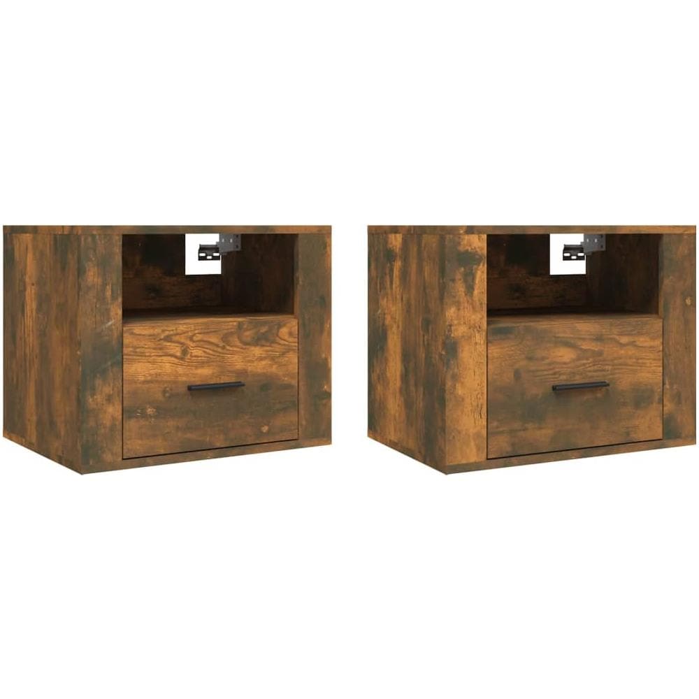 Comodini A Muro 2 Pz Rovere Fumo 50x36x40 Cm - Foto 2