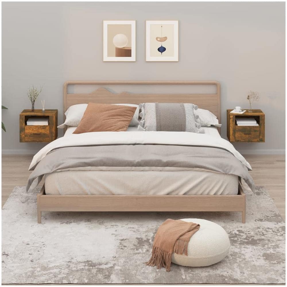 Comodini A Muro 2 Pz Rovere Fumo 50x36x40 Cm - Foto 1