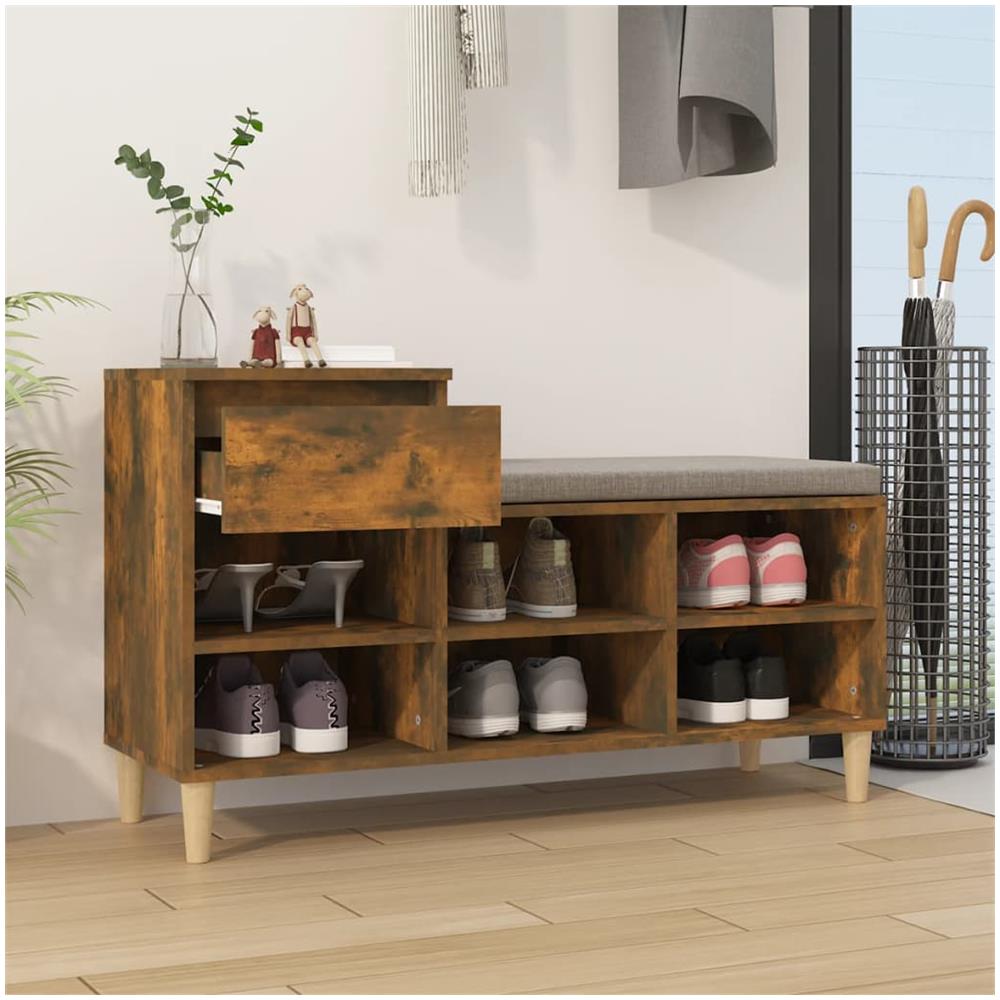 Scarpiera Rovere Fumo 102x36x60 Cm In Legno Multistrato - Foto 4