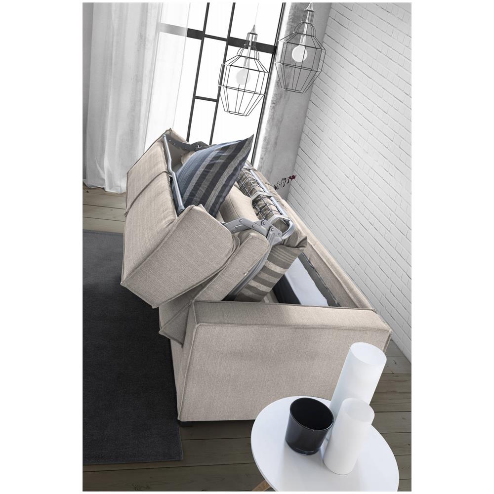 Divano Letto Adalgisa, Divano A 3 Posti, 100% Made In Italy, Sofà Soggiorno Con Apertura Girevole, In Tessuto Imbottito, Con Braccioli Standard, Cm 220x95h90, Tortora - Foto 4