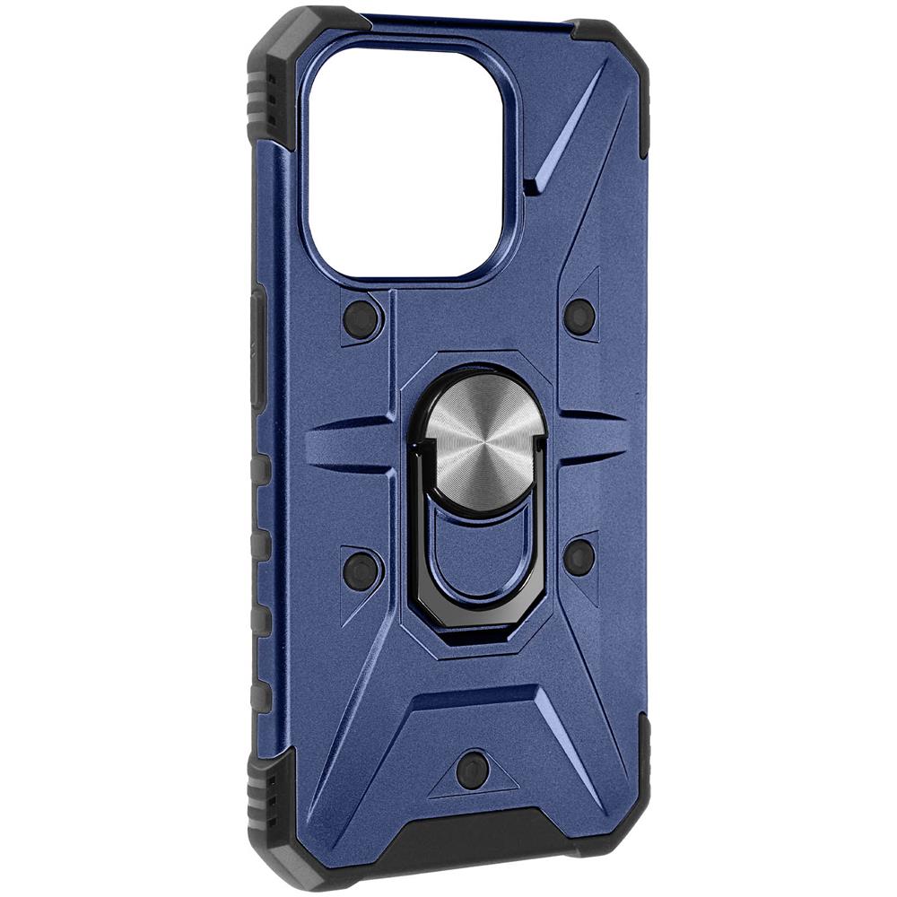 Cover Anello Per Iphone 15 Pro Bumper Anti-urto Serie Armoring Bump Blu - Foto 1