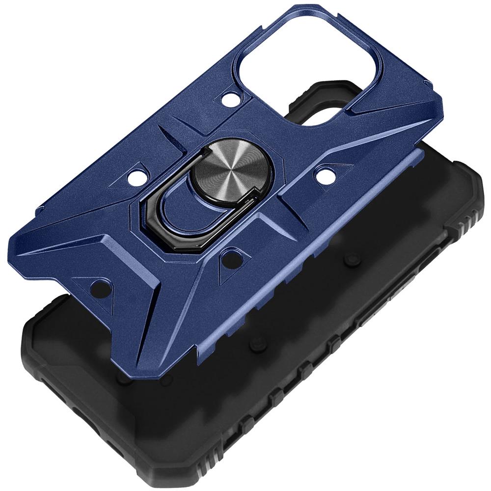 Cover Anello Per Iphone 15 Pro Bumper Anti-urto Serie Armoring Bump Blu - Foto 5