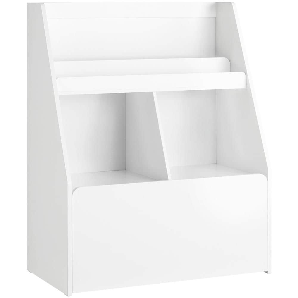 Libreria Per Bambini Scaffale Per Bambini Con Cassapanca Portagiochi Estraibile Mobili Cameretta Bianco 76x40x100cm Kmb83-w - Foto 1