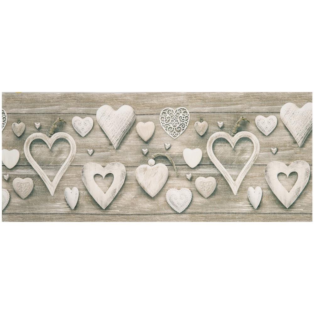 Tappeto Cucina Antiscivolo Stampa Digitale Emozioni Fantasie Shabby Cuori Fiori 58x280 Dolce Casa - Foto 1
