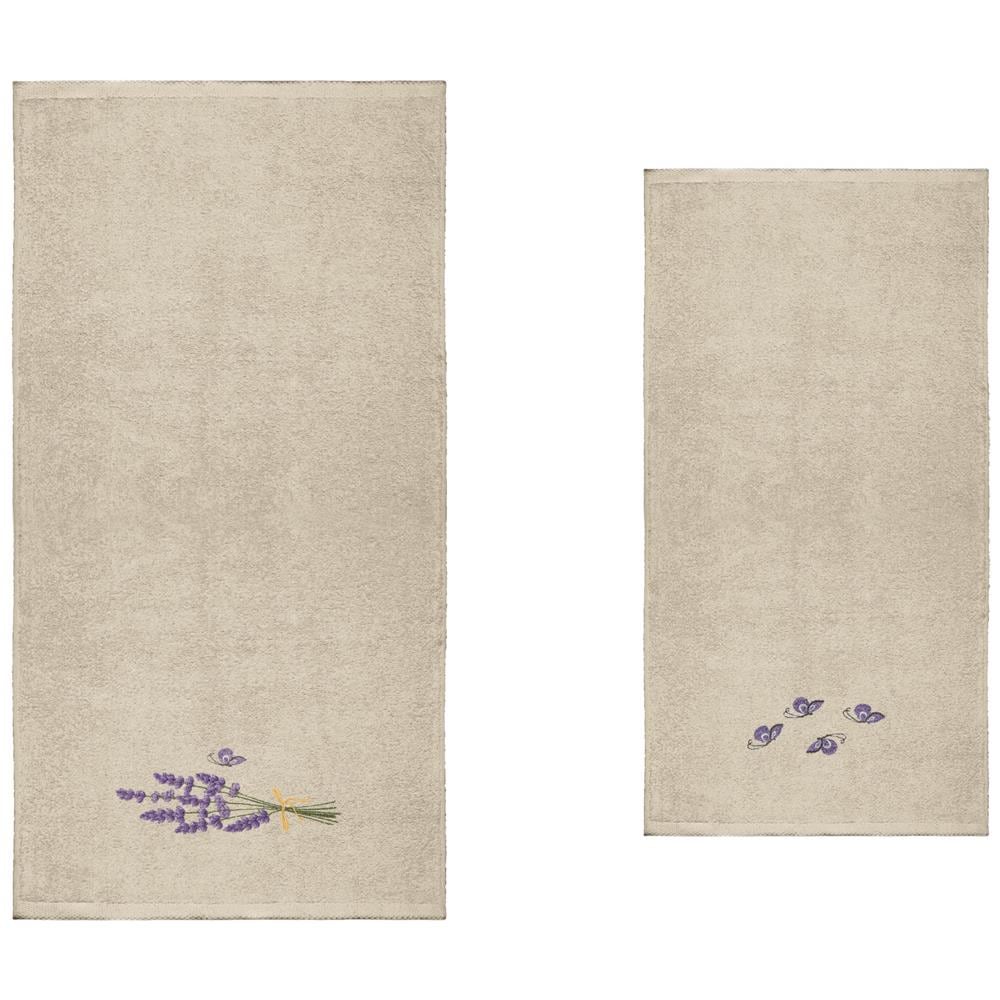 Set Asciugamano Copiola Salvietta Bagno Spugna 100% Cotone Farfalle Profumate Copiola Tortora - Foto 1