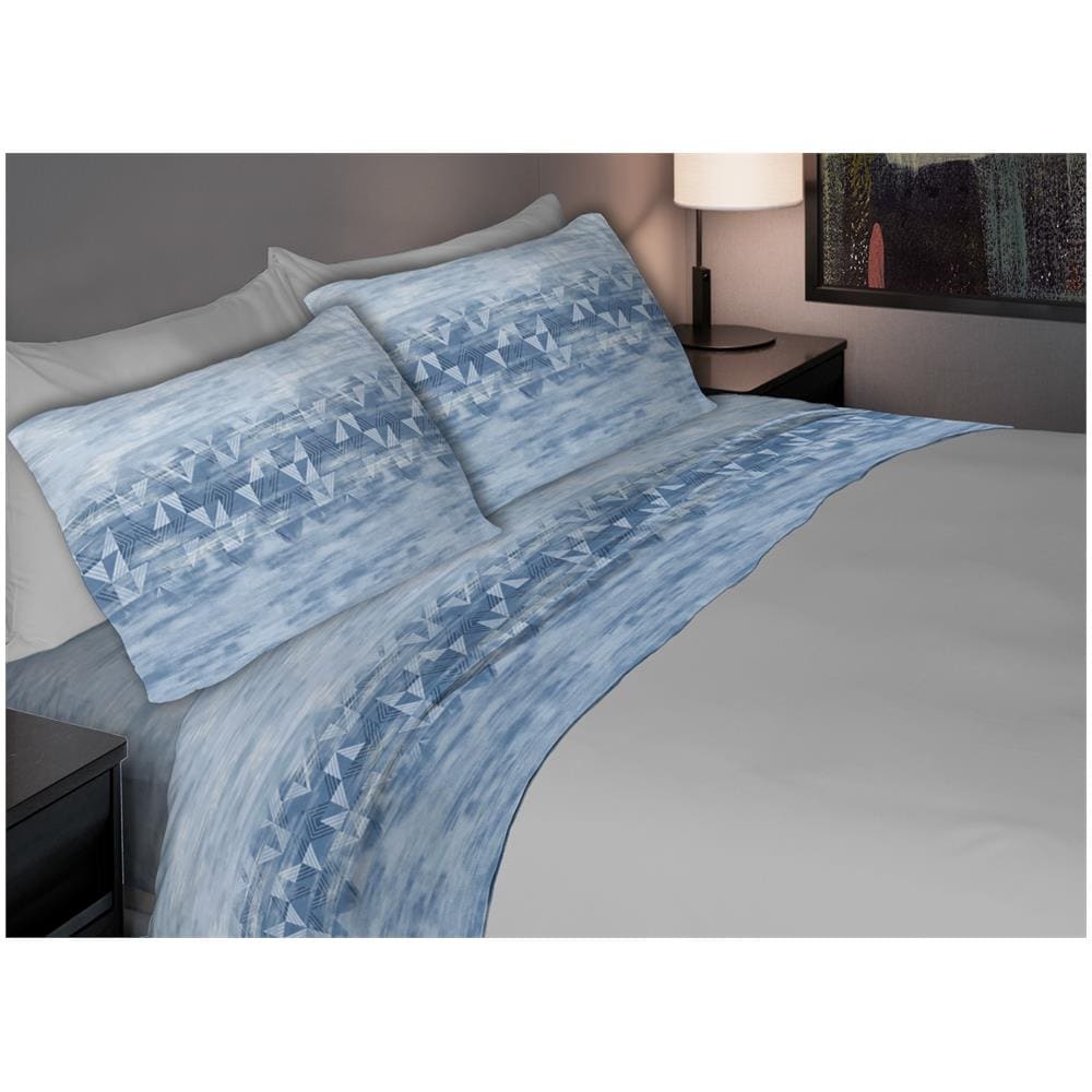 Set Lenzuola Piazza E Mezza 100% Cotone Italy – Disegno Dots Blu Con Elastico, Federa Con Volants, Alta Qualità