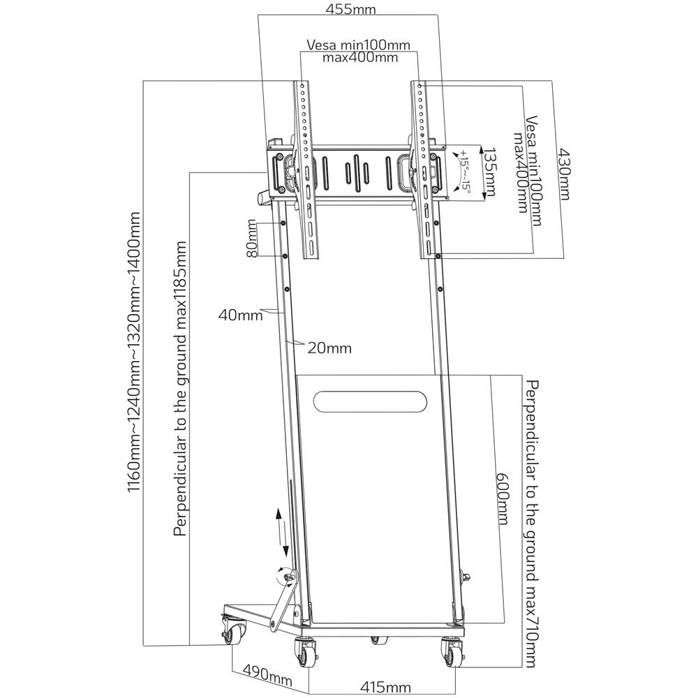Supporto Mobile Multifunzione A Pavimento Tv Lcd /led 25-55'' - Foto 2
