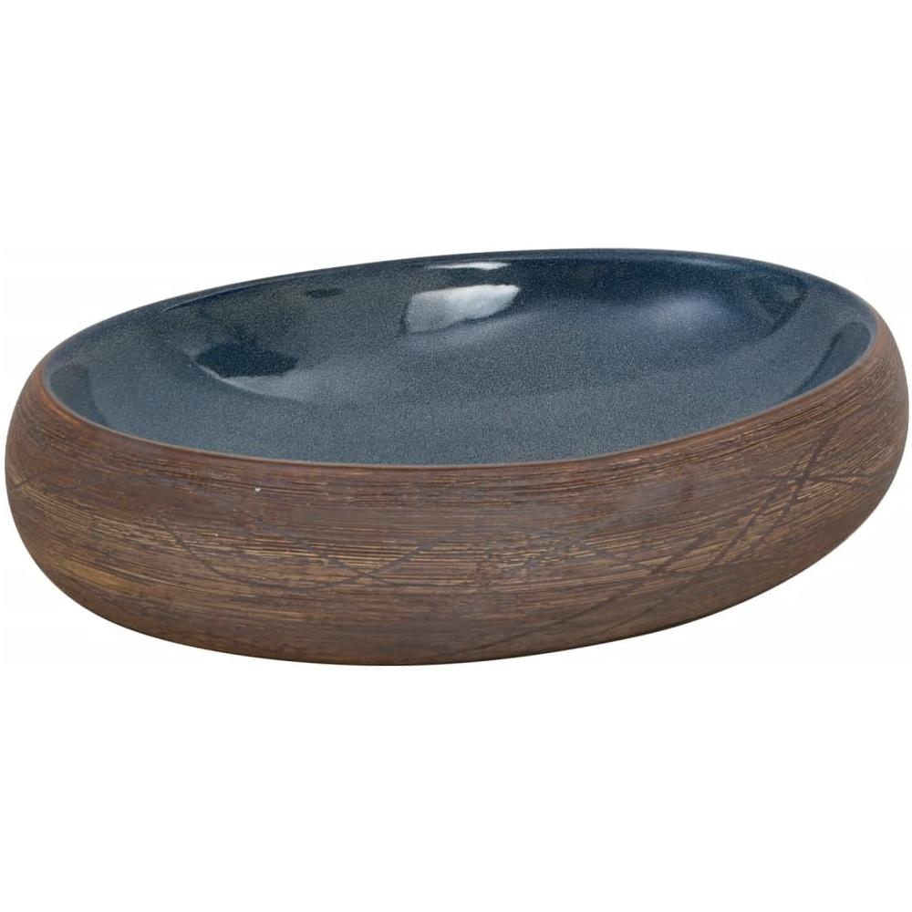 Lavabo da Appoggio Marrone e Blu Ovale 59x40x15 cm Ceramica - Foto 2