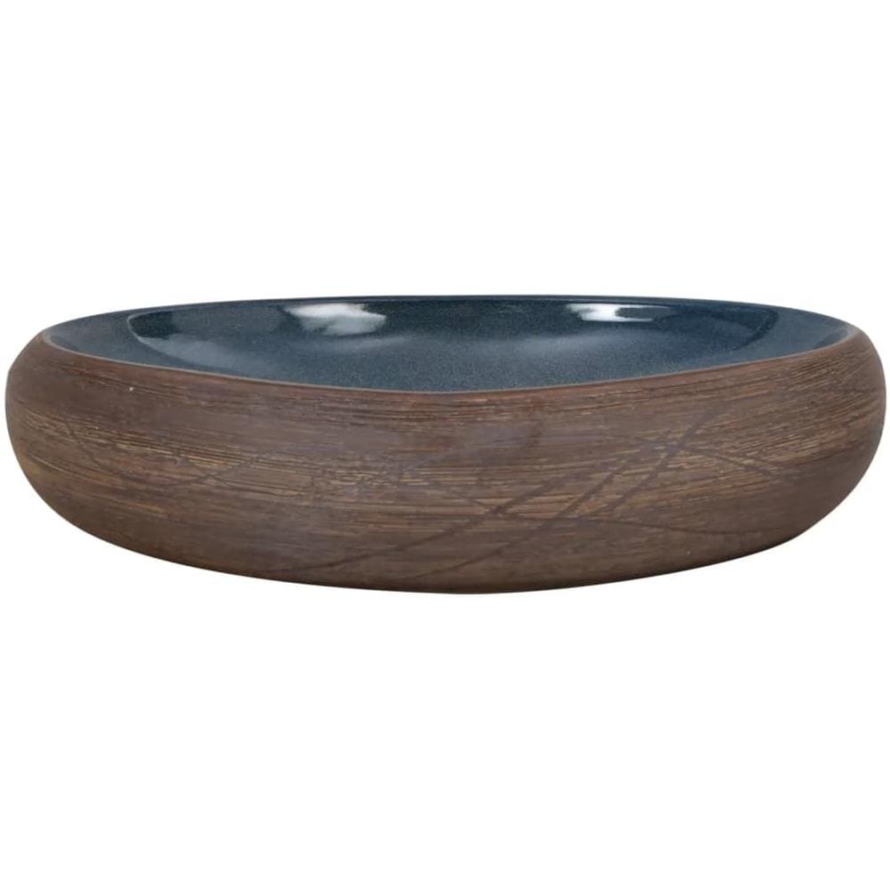 Lavabo da Appoggio Marrone e Blu Ovale 59x40x15 cm Ceramica - Foto 3