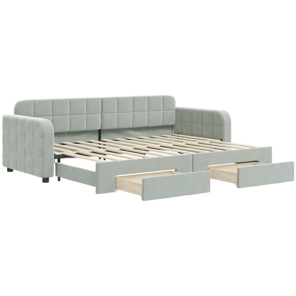 Divano Letto Estraibile Cassetti Grigio Chiaro 80x200cm Velluto - Foto 1