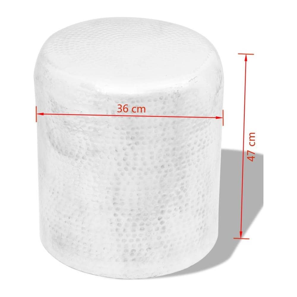 Sgabello Tavolino Laterale In Alluminio Battuto Colore Argento - Foto 8