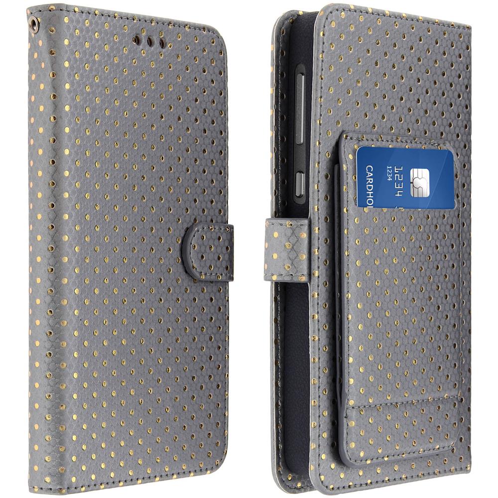 Custodia Smartphone Universale Portafoglio Argento Xxl Supporto + Specchio - Foto 1