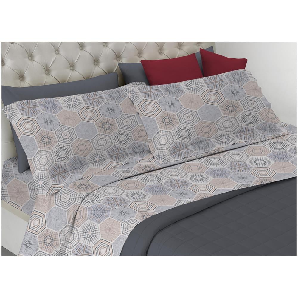 Completo Lenzuola In 100% Cotone Linea Best Collection Dis. Mexico Colore Beige S.V. Matrimoniale Beige - Foto 1