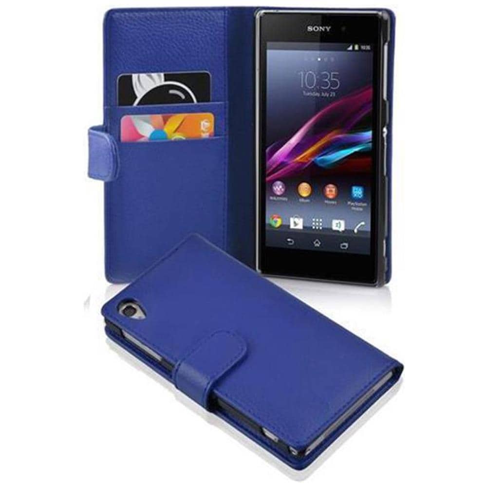 Custodia Compatibile Con Sony Xperia Z1 In Blu Reale - Coperchio Protettivo In Ecopelle Testurizzata E Tasca Per Carte Di Credito - Foto 1