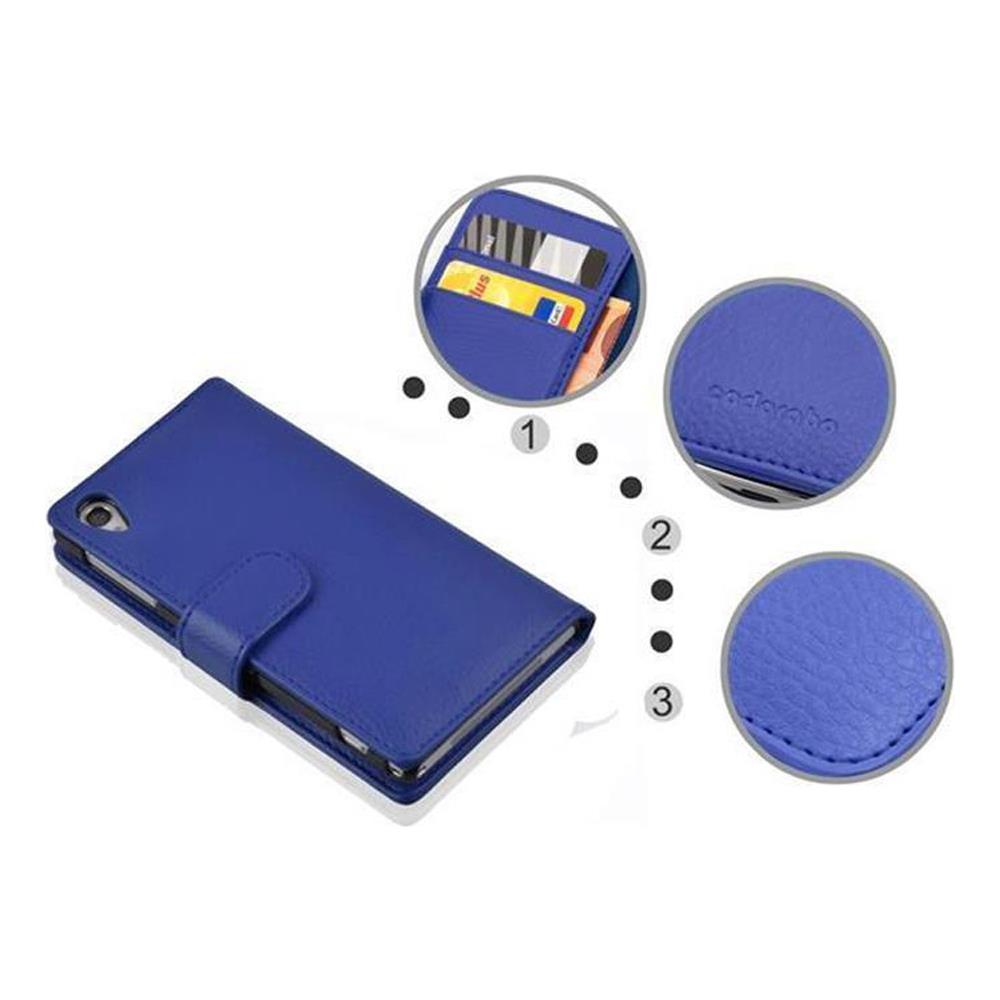 Custodia Compatibile Con Sony Xperia Z1 In Blu Reale - Coperchio Protettivo In Ecopelle Testurizzata E Tasca Per Carte Di Credito - Foto 6
