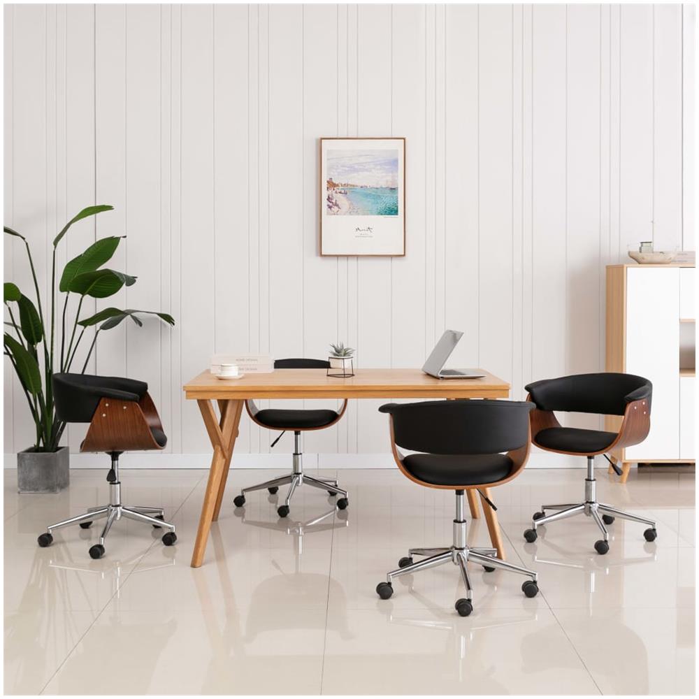 Sedie Da Pranzo Girevoli 4 Pz Nere In Similpelle - Foto 1