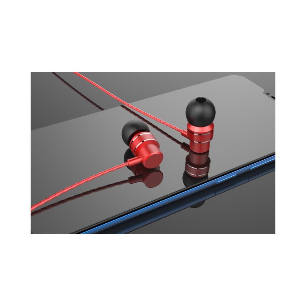 Auricolari Stereo Universali Metal Earphone HF118 con Cavo Microfono Integrato - Rosso / Nero - Foto 6