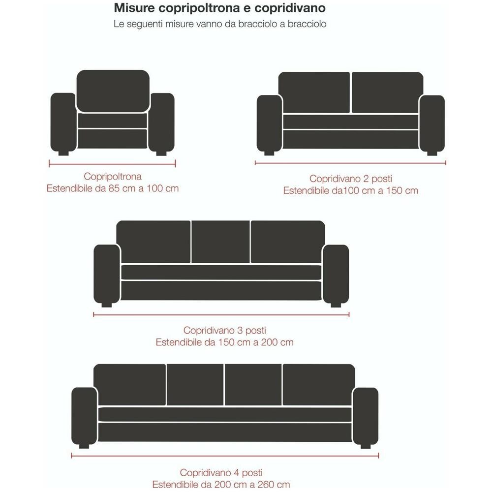 Copridivano Elasticizzato Antimacchia Con Braccioli Sagomati Made In Italy - 1 Posto Estensibile Da 85 A 100 Cm Panna - Foto 5