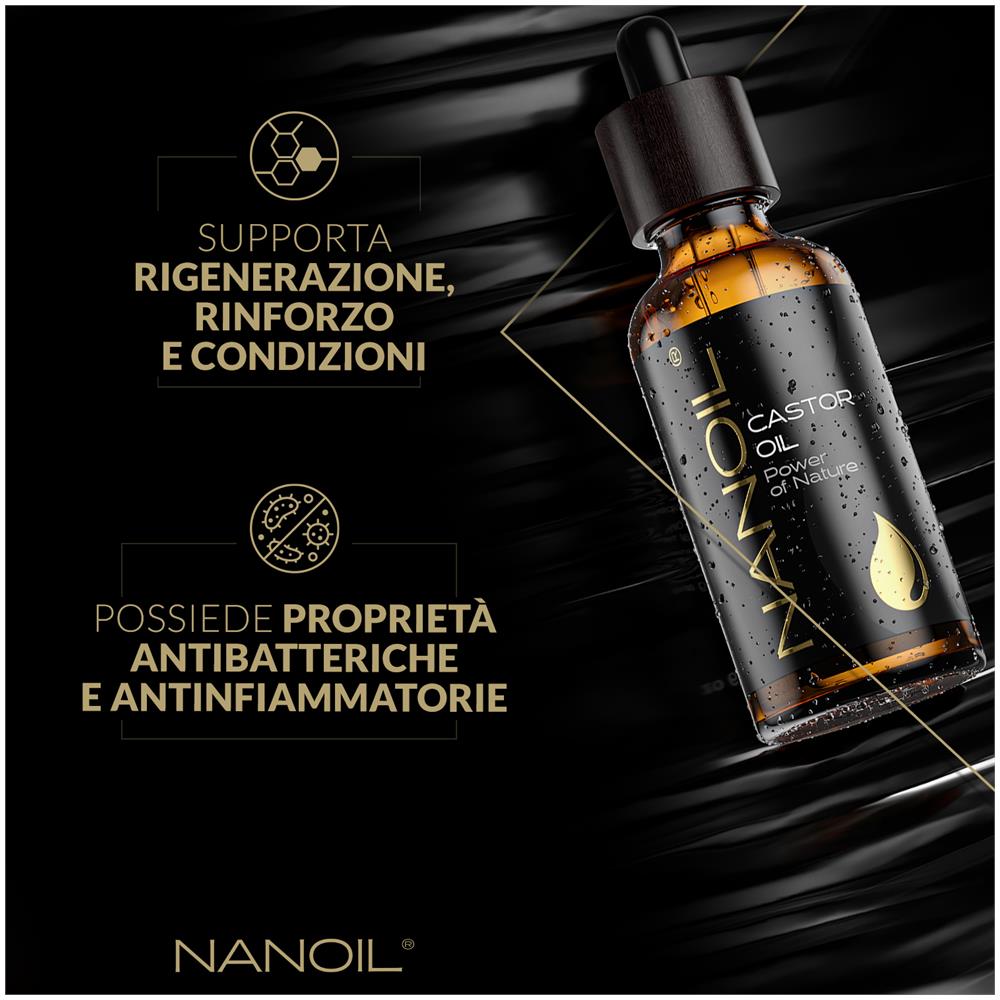 Castor Oil - Olio Di Ricino Naturale, Spremuto A Freddo E Non Raffinato Per La Cura Di Viso, Corpo E Capelli, 50 Ml (1,7 Us Fl Oz). Rinforzo, Brillantezza E Accelerazione Della Crescita - Foto 2