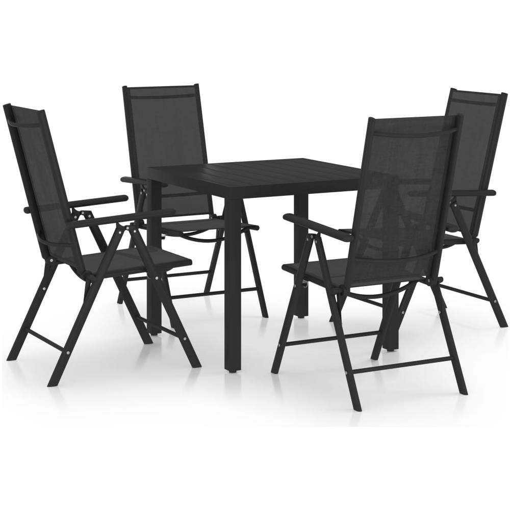 Set Mobili da Pranzo per Giardino 5 pz in Alluminio Nero - Foto 1