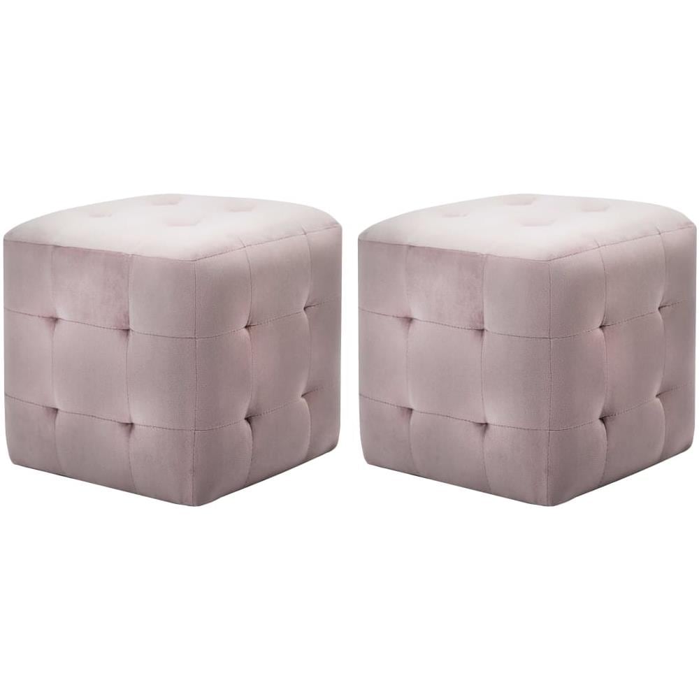 Pouf 2 pz Rosa 30x30x30 cm in Velluto - Foto 1