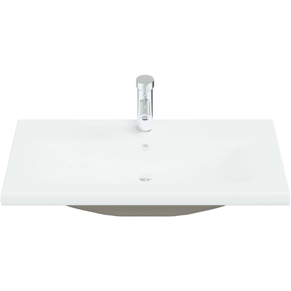 Lavabo da Incasso con Rubinetto 81x39x18 cm in Ceramica Bianco - Foto 2