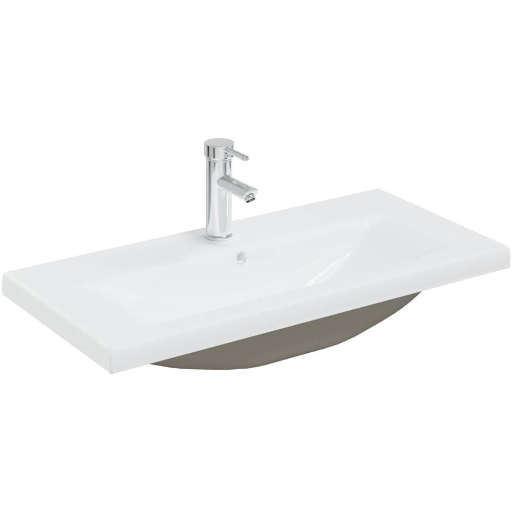 Lavabo da Incasso con Rubinetto 81x39x18 cm in Ceramica Bianco - Foto 1