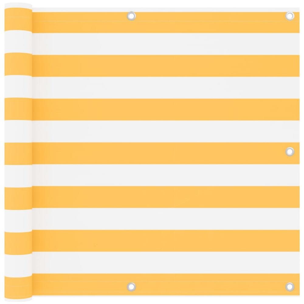 Paravento Balcone Bianco e Giallo 90x500 cm Tessuto Oxford - Foto 1