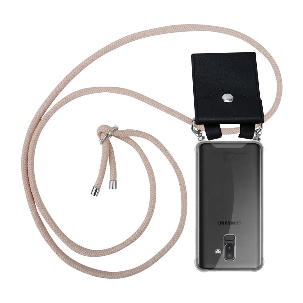 Catena Di Telefoni Cellulari Compatibile Con Samsung Galaxy A6 Plus 2018 In Or Rosato A Perla - Coperchio Protettivo In Silicone Con Anelli D'argento, Cinturino In Corda E Custodia Staccabile - Foto 1