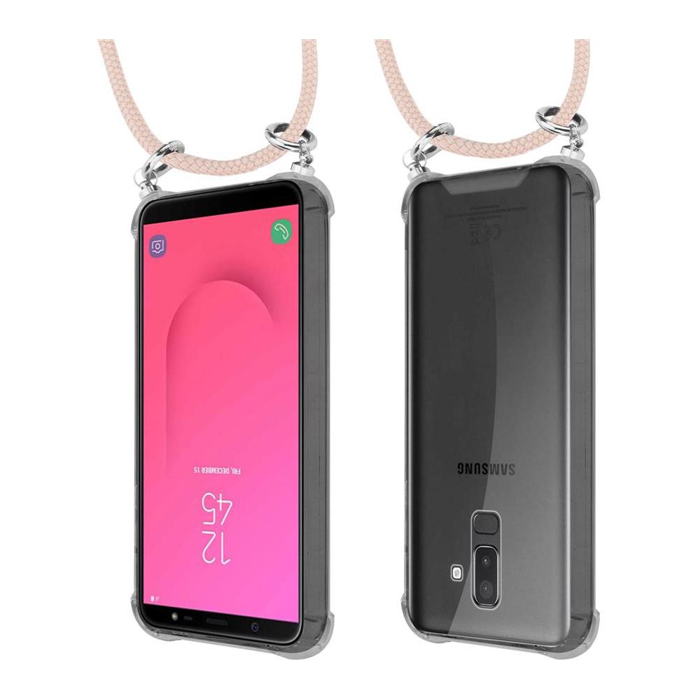 Catena Di Telefoni Cellulari Compatibile Con Samsung Galaxy A6 Plus 2018 In Or Rosato A Perla - Coperchio Protettivo In Silicone Con Anelli D'argento, Cinturino In Corda E Custodia Staccabile - Foto 8
