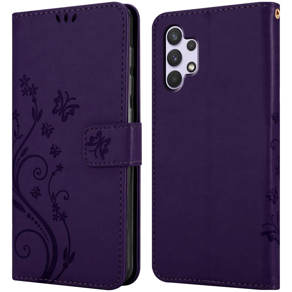 Cadorabo Custodia Compatibile Con Samsung Galaxy A32 4g In Lilla Scuro Fiore - Coperchio Protettivo In Design Floreale Con Chiusura Magnetica, Funzione Stand E Slot Per Carte - Foto 8