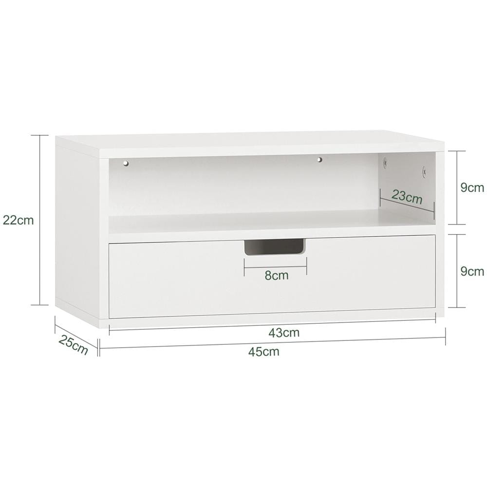 Comodino Con Cassetti Tavolo Telefono Bianco Mensoa Da Muro 45x25x55 Cm Nkd03-w - Foto 2