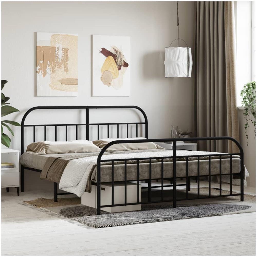 Giroletto con Testiera e Pediera Metallo Nero 90x190 cm