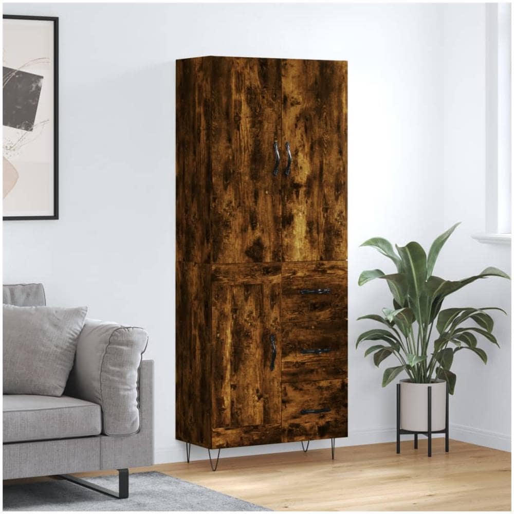 Credenza Rovere Fumo 69,5x34x180 Cm In Legno Multistrato - Foto 1