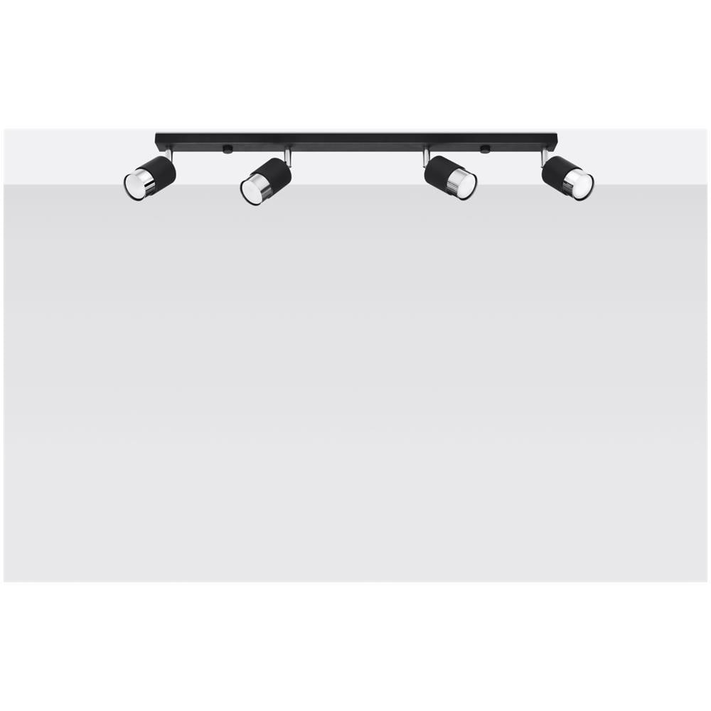 Lampada Da Soffitto Nero 4 Nero /cromo Sl. 1067 - Moderno Lampade Da Soffitto Nero /cromato 18x81x5 Cm - Foto 2