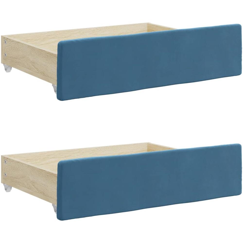 Divano Letto Estraibile Con Cassetti Blu 100x200 Cm In Velluto - Foto 8