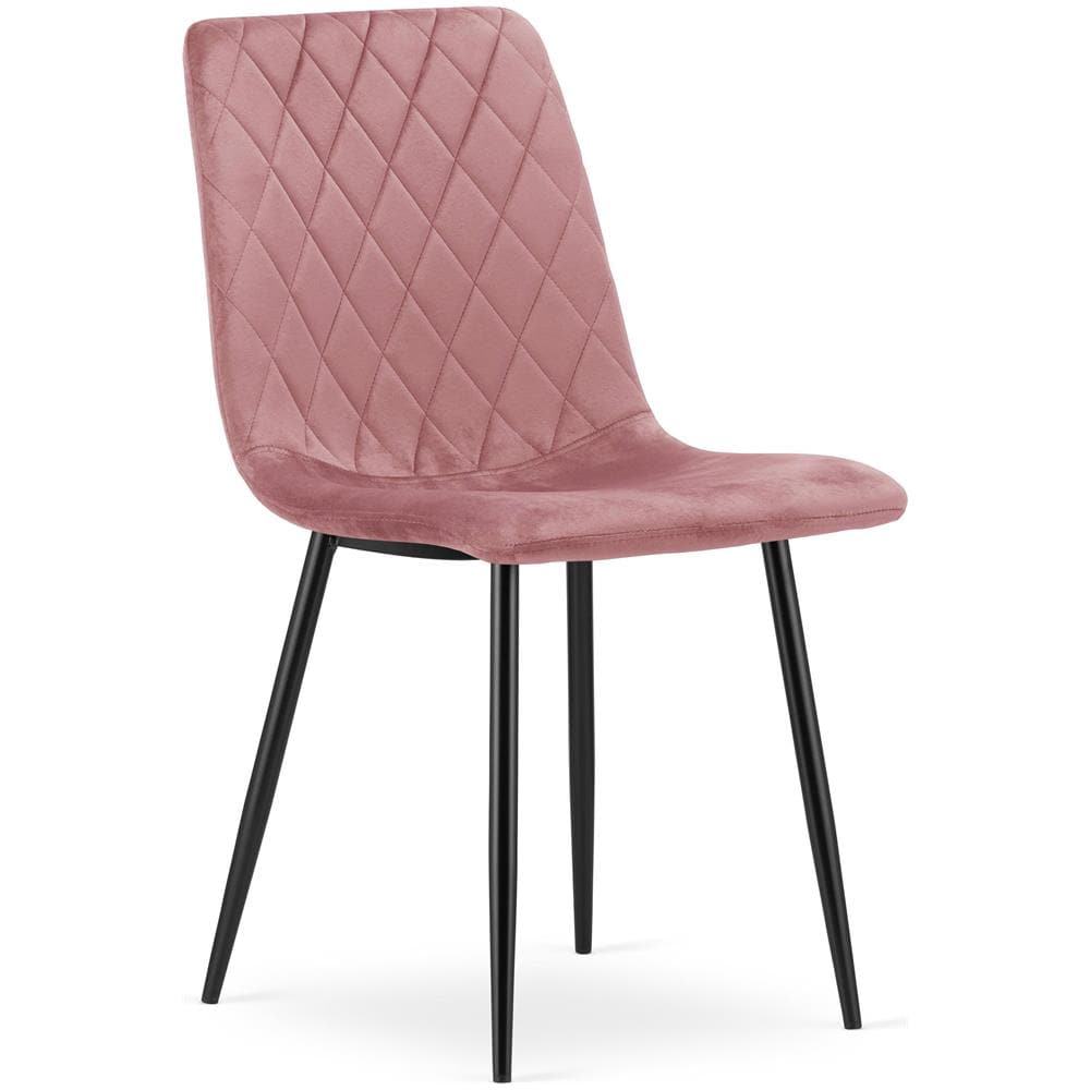 Sedia TURIN - Velluto rosa con gambe nere x 4 - Foto 2